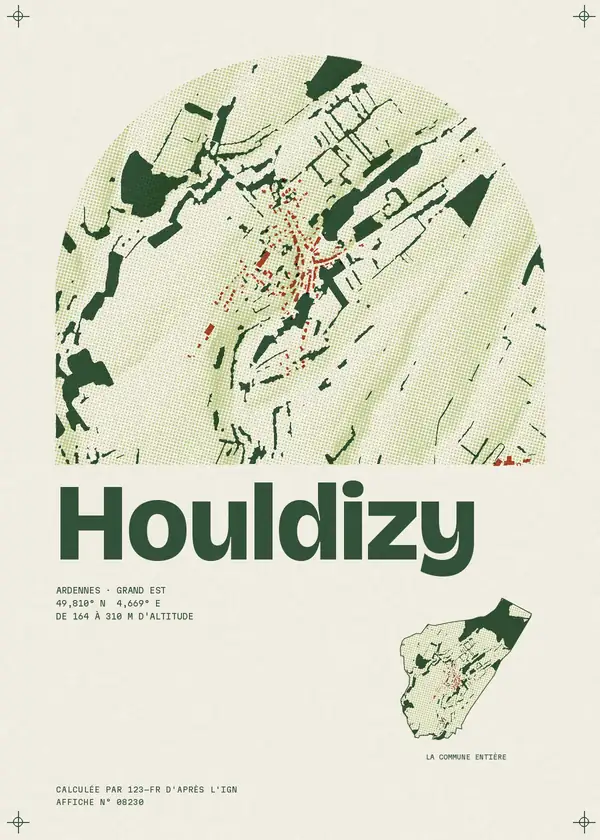 Affiche de Houldizy, calculée par 123-fr d'après l'IGN