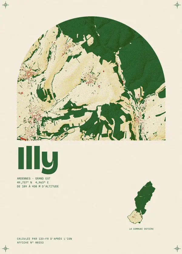 Affiche de Illy, calculée d'après l'IGN