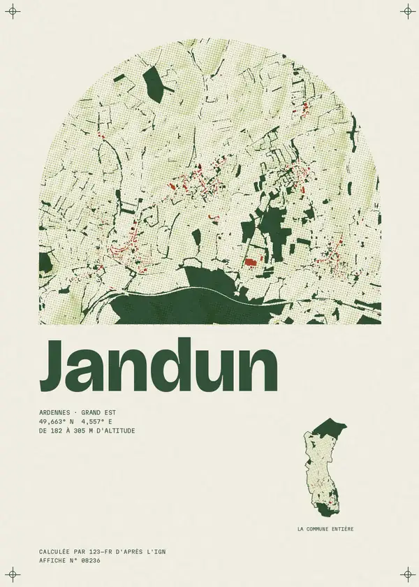 Affiche de Jandun, calculée par 123-fr d'après l'IGN