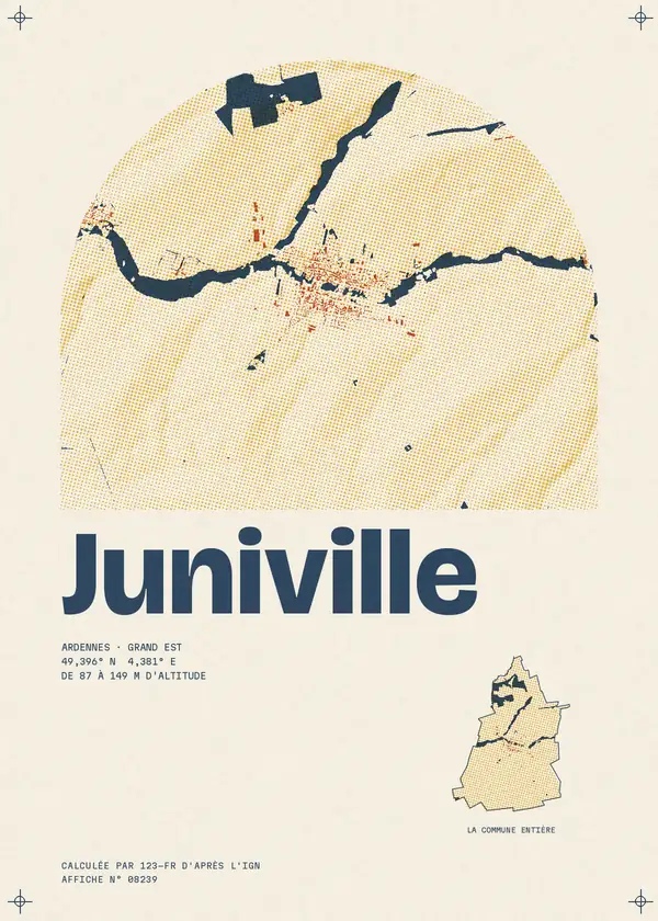 Affiche de Juniville, calculée par 123-fr d'après l'IGN