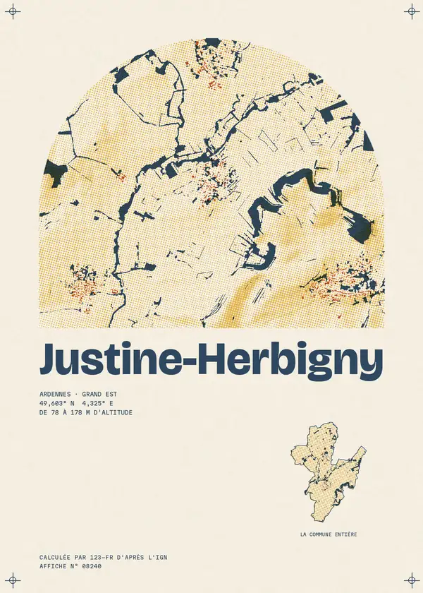 Affiche de Justine-Herbigny, calculée par 123-fr d'après l'IGN