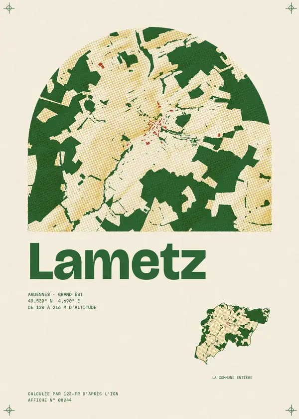 Affiche de Lametz, calculée par 123-fr d'après l'IGN