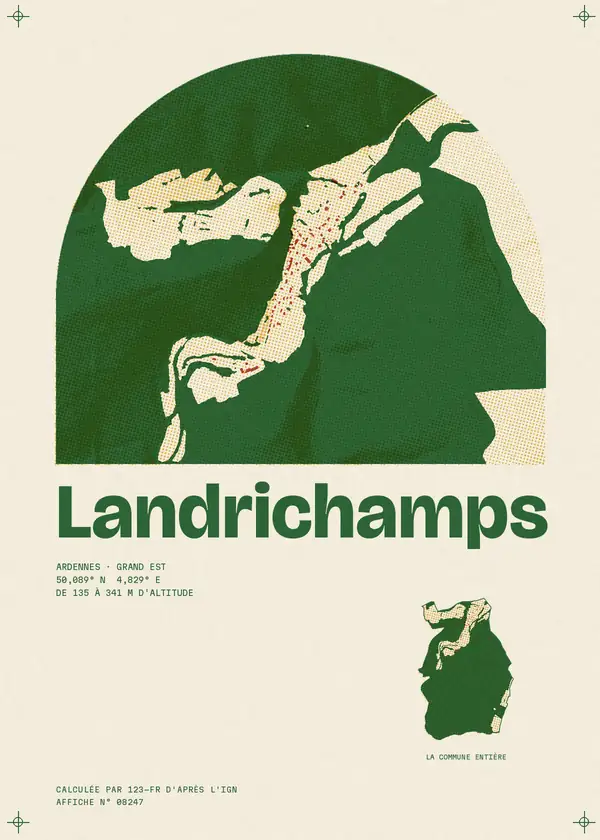 Affiche de Landrichamps, calculée par 123-fr d'après l'IGN