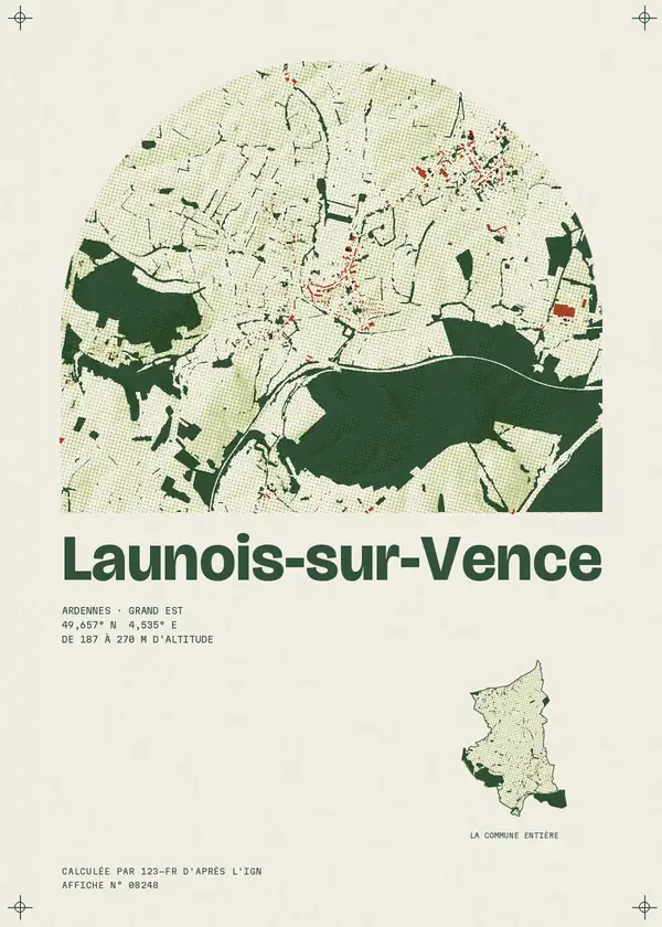 Affiche de Launois-sur-Vence, calculée par 123-fr d'après l'IGN