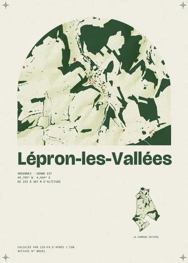 Affiche de Lépron-les-Vallées, calculée par 123-fr d'après l'IGN