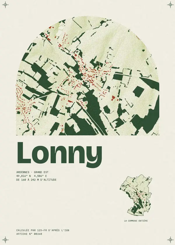 Affiche de Lonny, calculée par 123-fr d'après l'IGN