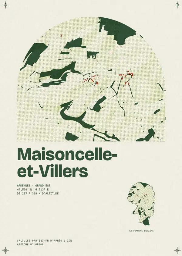 Affiche de Maisoncelle-et-Villers, calculée par 123-fr d'après l'IGN