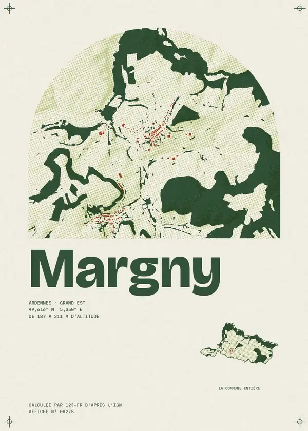 Affiche de Margny, calculée par 123-fr d'après l'IGN