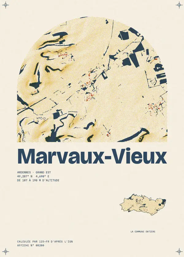 Affiche de Marvaux-Vieux, calculée par 123-fr d'après l'IGN