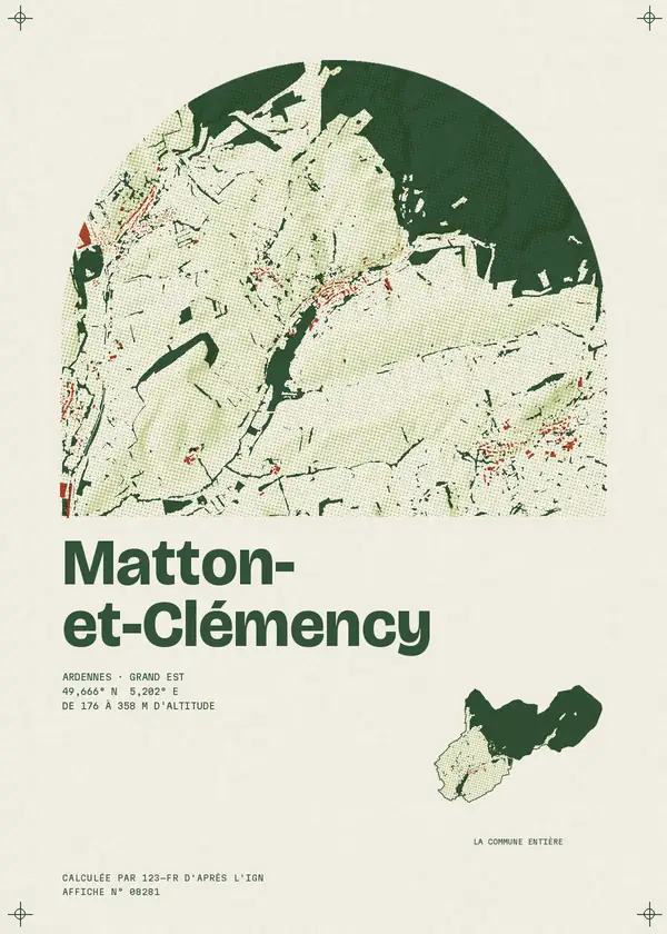 Affiche de Matton-et-Clémency, calculée par 123-fr d'après l'IGN