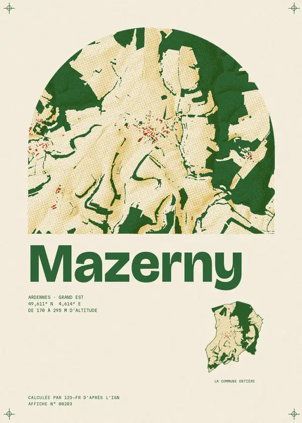 Affiche de Mazerny, calculée par 123-fr d'après l'IGN