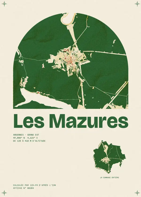 Affiche de Les Mazures, calculée par 123-fr d'après l'IGN