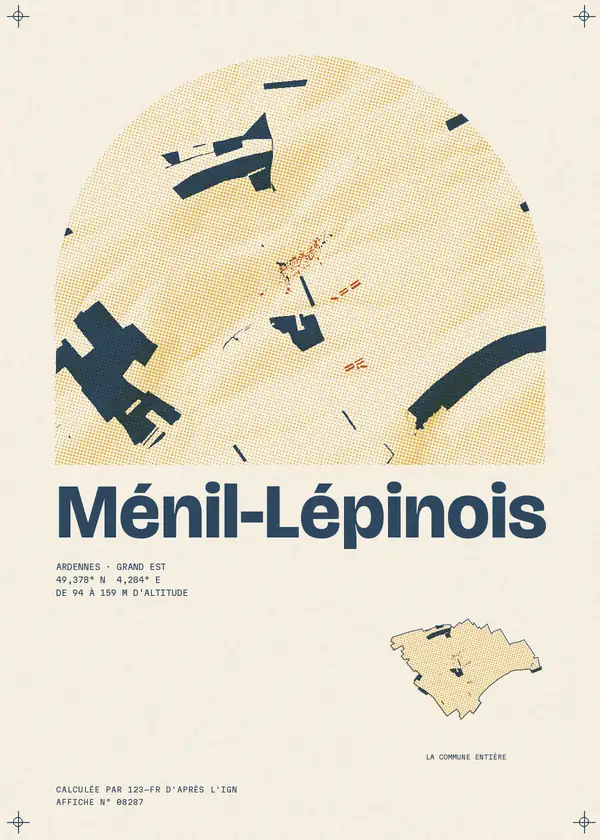 Affiche de Ménil-Lépinois, calculée par 123-fr d'après l'IGN