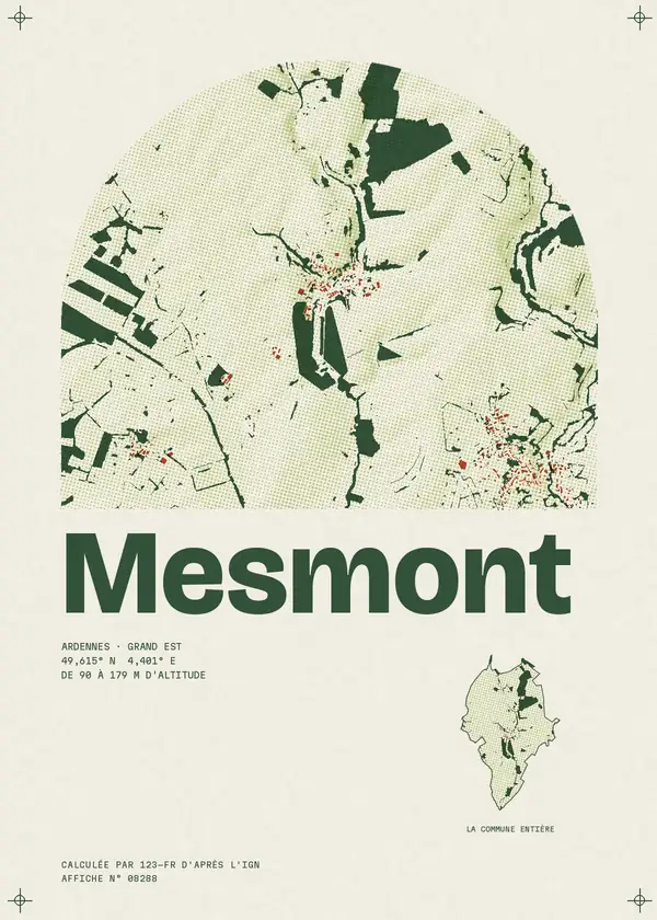 Affiche de Mesmont, calculée par 123-fr d'après l'IGN