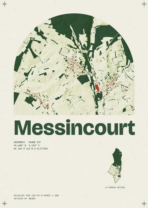 Affiche de Messincourt, calculée par 123-fr d'après l'IGN