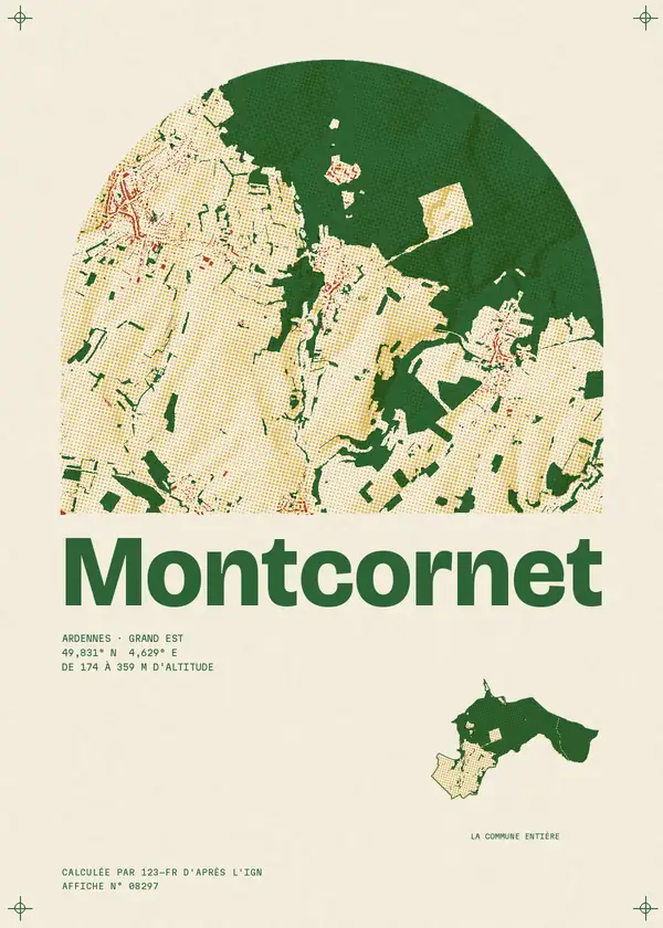 Affiche de Montcornet, calculée par 123-fr d'après l'IGN