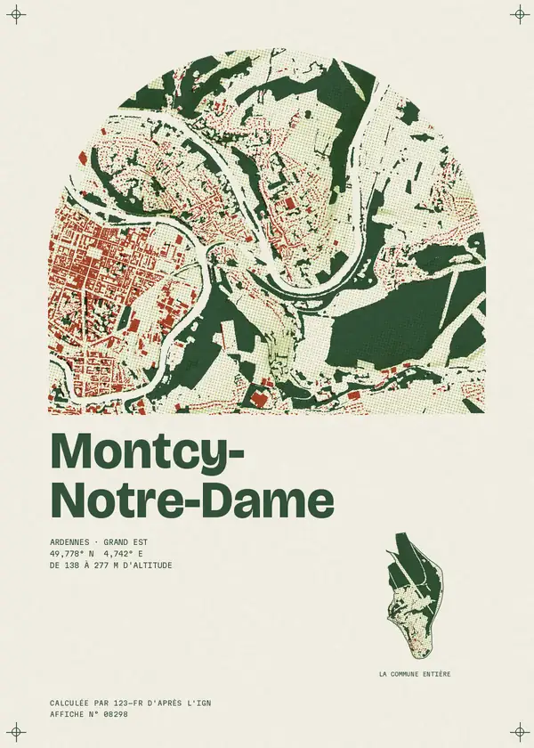 Affiche de Montcy-Notre-Dame, calculée par 123-fr d'après l'IGN