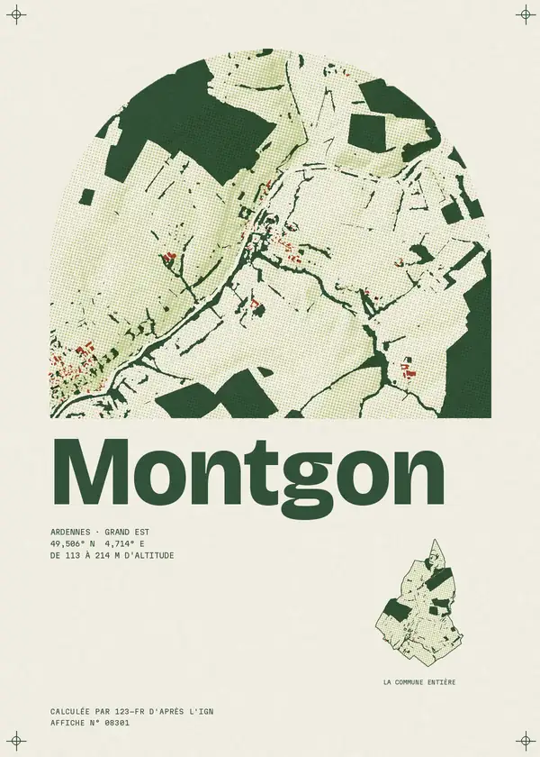 Affiche de Montgon, calculée par 123-fr d'après l'IGN