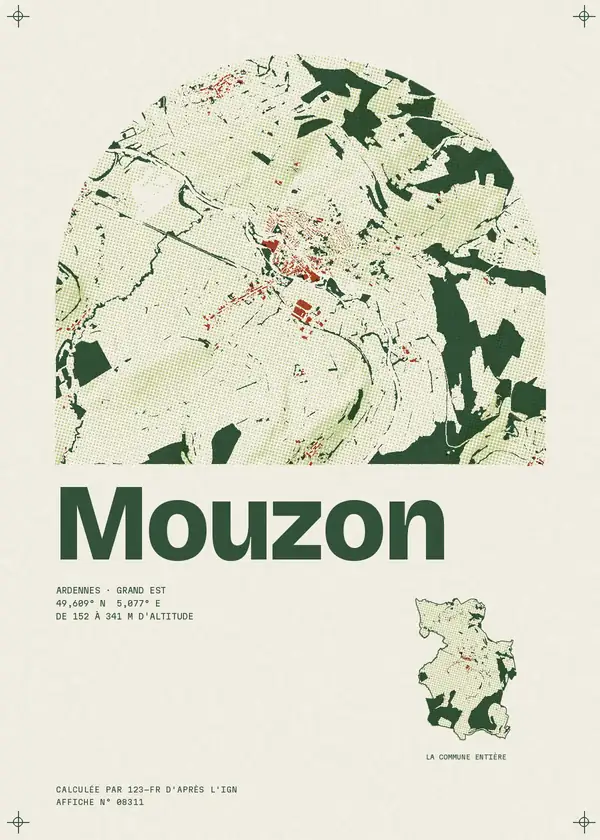 Affiche de Mouzon, calculée par 123-fr d'après l'IGN