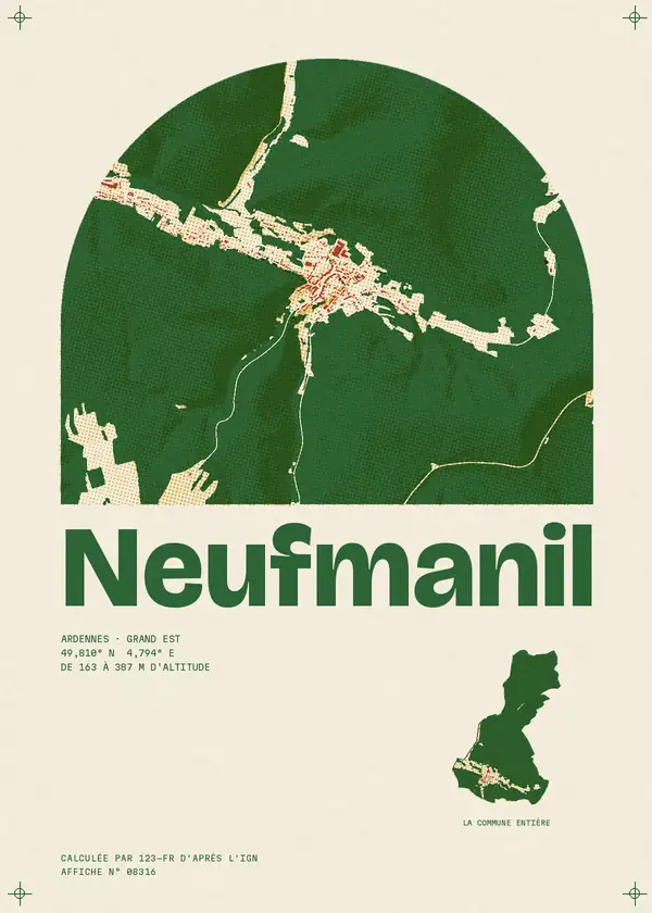 Affiche de Neufmanil, calculée par 123-fr d'après l'IGN