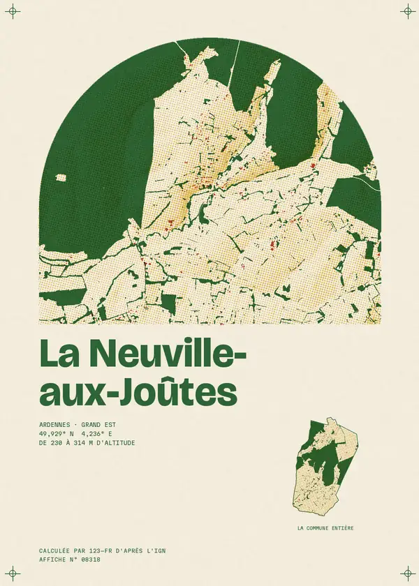 Affiche de La Neuville-aux-Joûtes, calculée par 123-fr d'après l'IGN