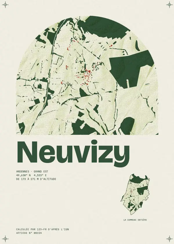Affiche de Neuvizy, calculée par 123-fr d'après l'IGN