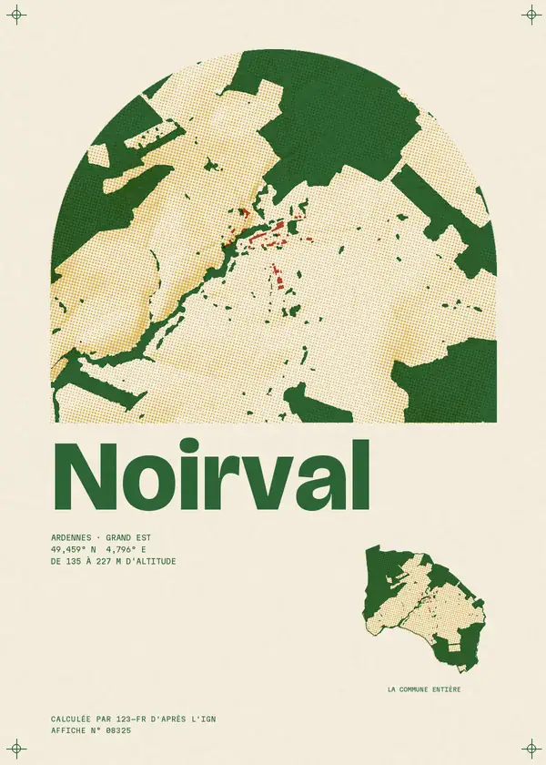 Affiche de Noirval, calculée par 123-fr d'après l'IGN