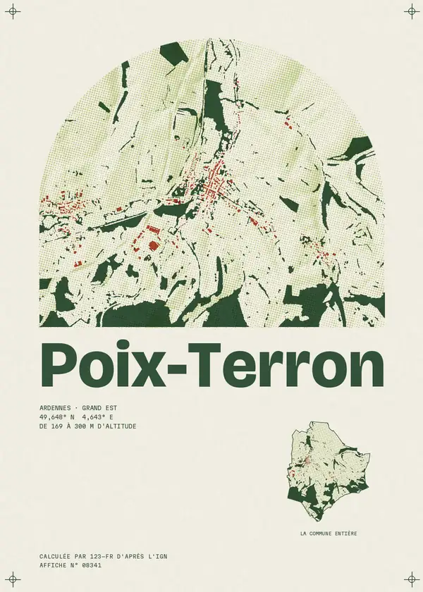 Affiche de Poix-Terron, calculée par 123-fr d'après l'IGN
