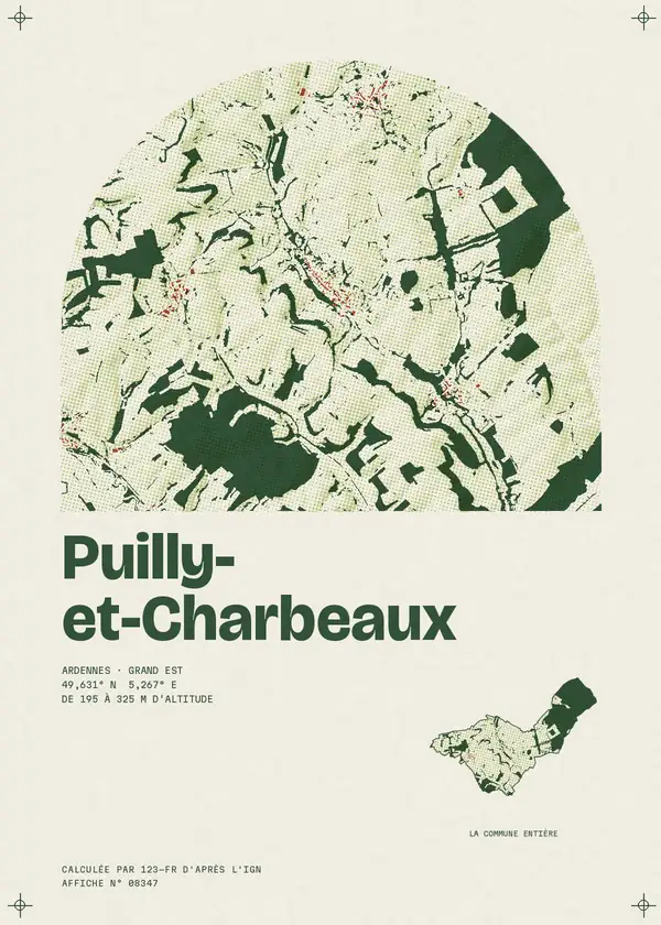 Affiche de Puilly-et-Charbeaux, calculée par 123-fr d'après l'IGN