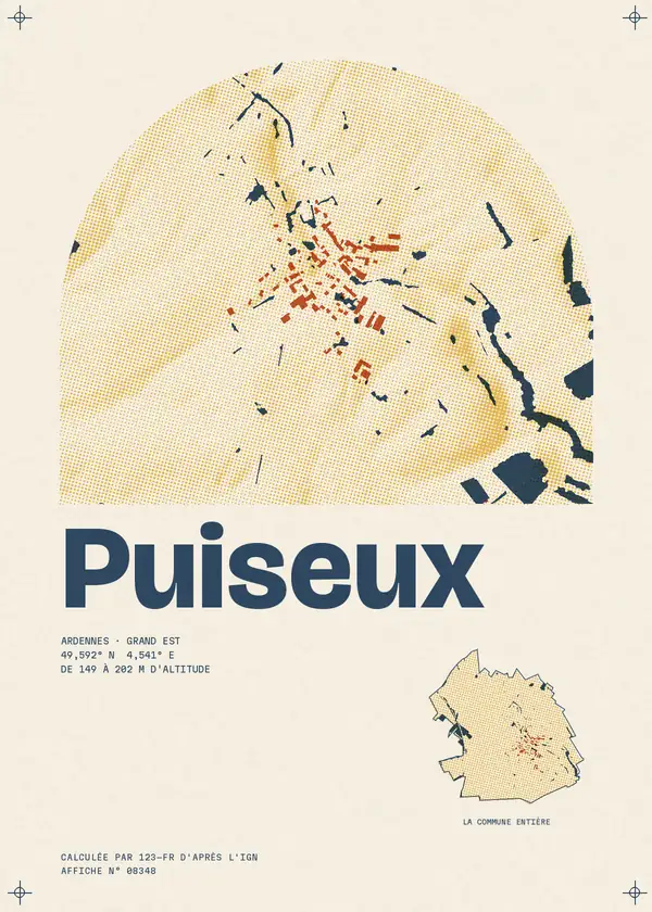 Affiche de Puiseux, calculée par 123-fr d'après l'IGN