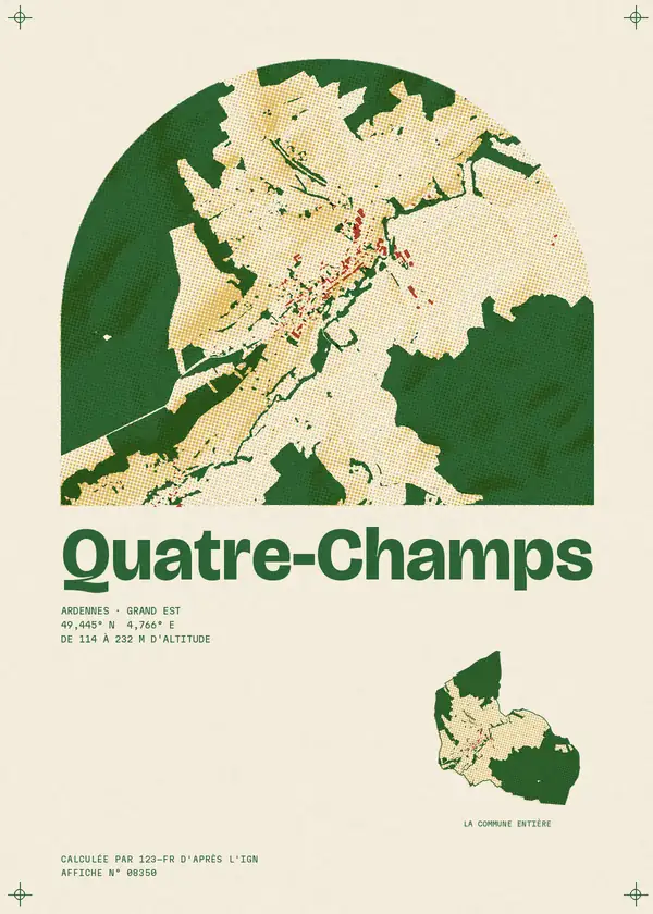 Affiche de Quatre-Champs, calculée par 123-fr d'après l'IGN