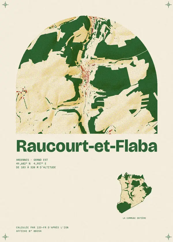 Affiche de Raucourt-et-Flaba, calculée par 123-fr d'après l'IGN