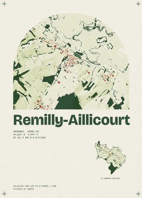 Affiche de Remilly-Aillicourt, calculée par 123-fr d'après l'IGN
