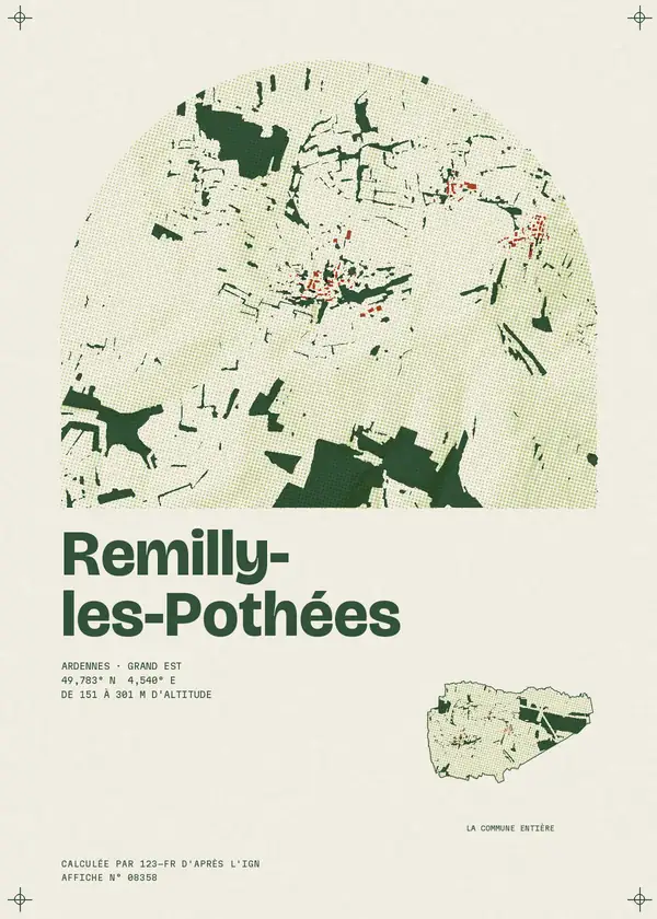 Affiche de Remilly-les-Pothées, calculée par 123-fr d'après l'IGN