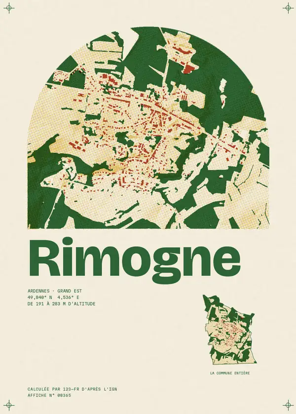 Affiche de Rimogne, calculée par 123-fr d'après l'IGN