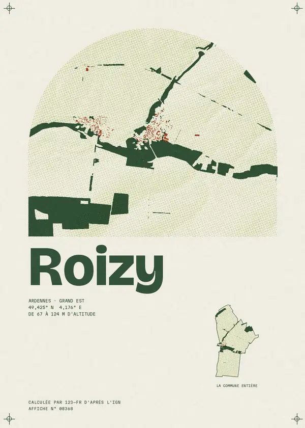 Affiche de Roizy, calculée par 123-fr d'après l'IGN