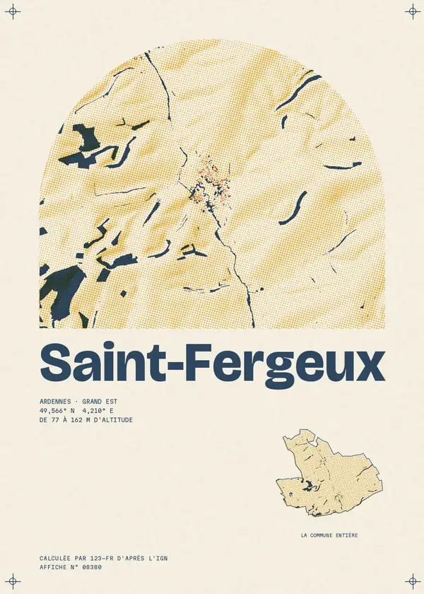 Affiche de Saint-Fergeux, calculée par 123-fr d'après l'IGN