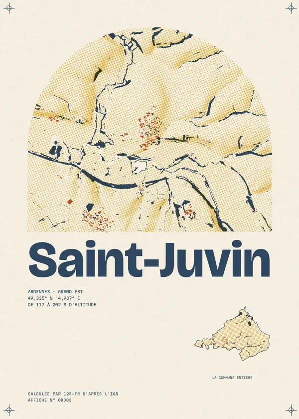 Affiche de Saint-Juvin, calculée par 123-fr d'après l'IGN