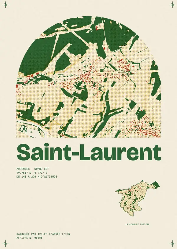 Affiche de Saint-Laurent, calculée par 123-fr d'après l'IGN