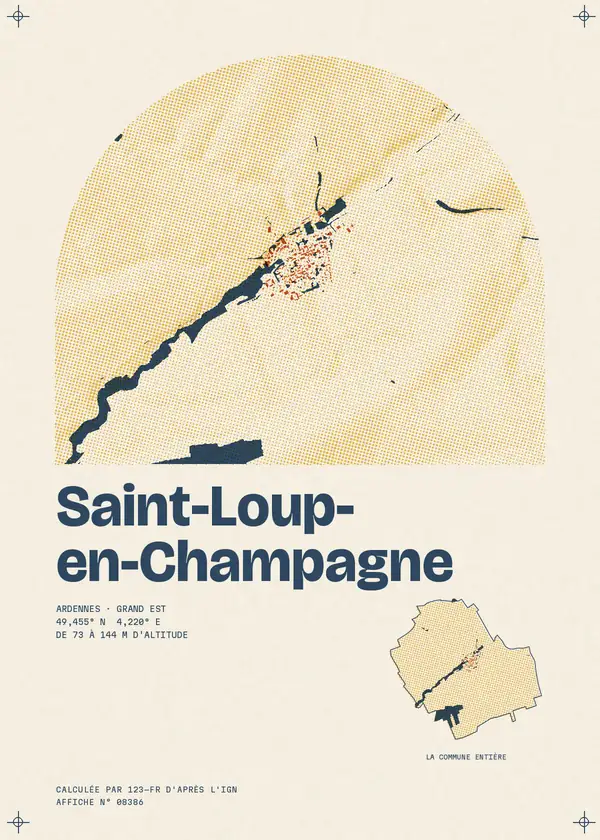 Affiche de Saint-Loup-en-Champagne, calculée d'après l'IGN