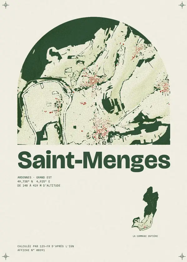 Affiche de Saint-Menges, calculée par 123-fr d'après l'IGN