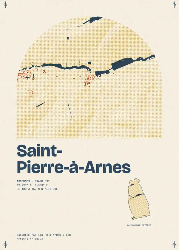 Affiche de Saint-Pierre-à-Arnes, calculée par 123-fr d'après l'IGN