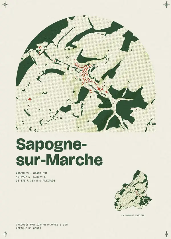 Affiche de Sapogne-sur-Marche, calculée par 123-fr d'après l'IGN