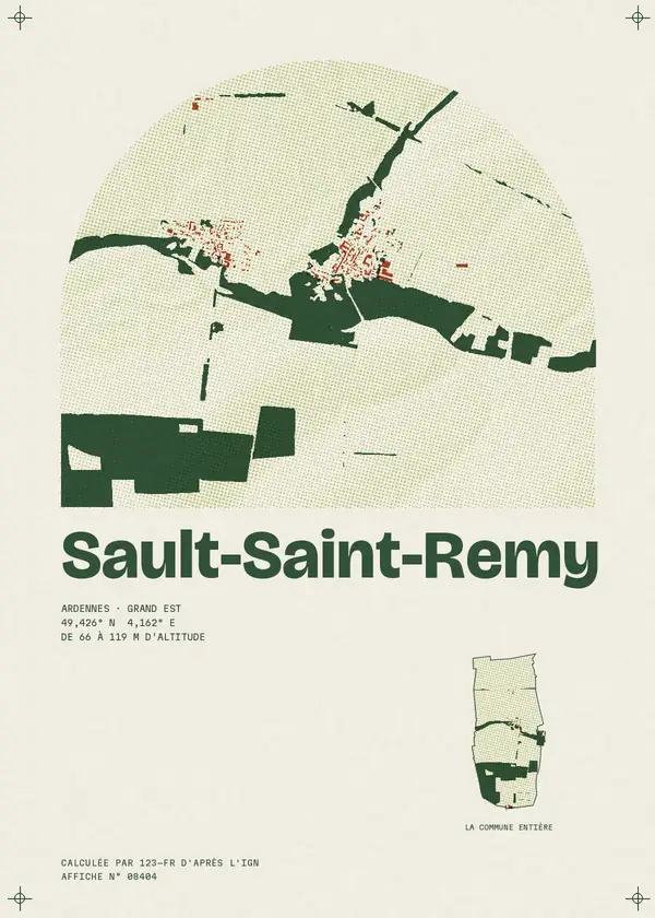 Affiche de Sault-Saint-Remy, calculée par 123-fr d'après l'IGN