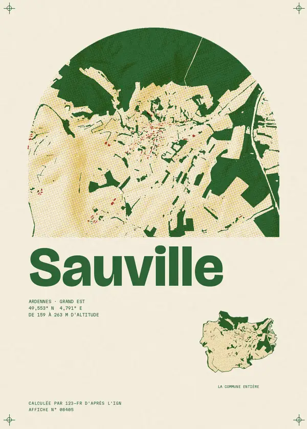Affiche de Sauville, calculée par 123-fr d'après l'IGN