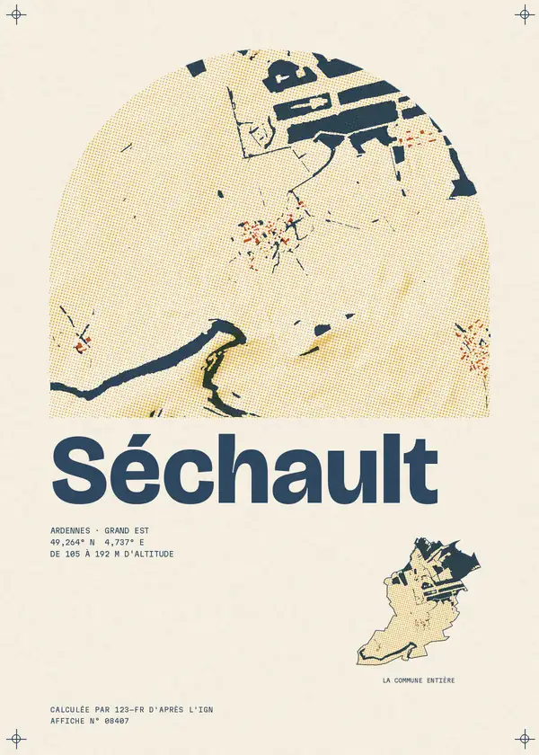 Affiche de Séchault, calculée par 123-fr d'après l'IGN