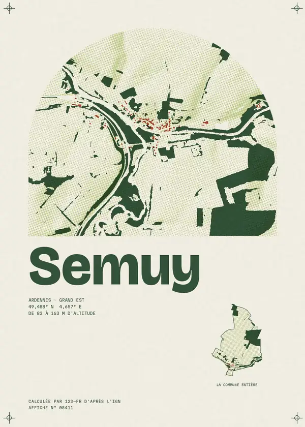 Affiche de Semuy, calculée par 123-fr d'après l'IGN