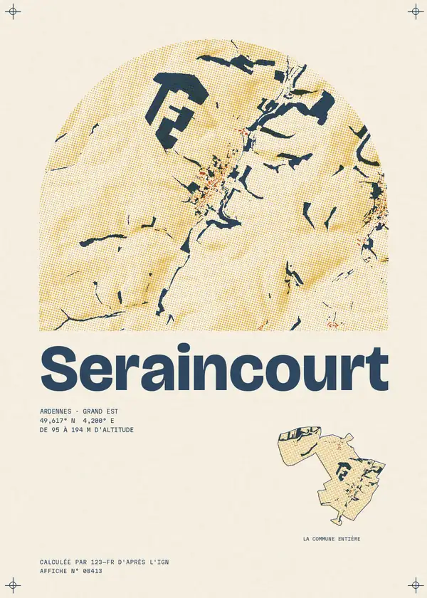 Affiche de Seraincourt, calculée par 123-fr d'après l'IGN