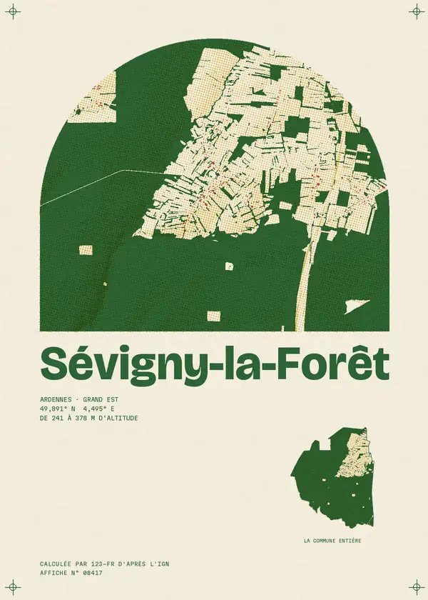 Affiche de Sévigny-la-Forêt, calculée par 123-fr d'après l'IGN