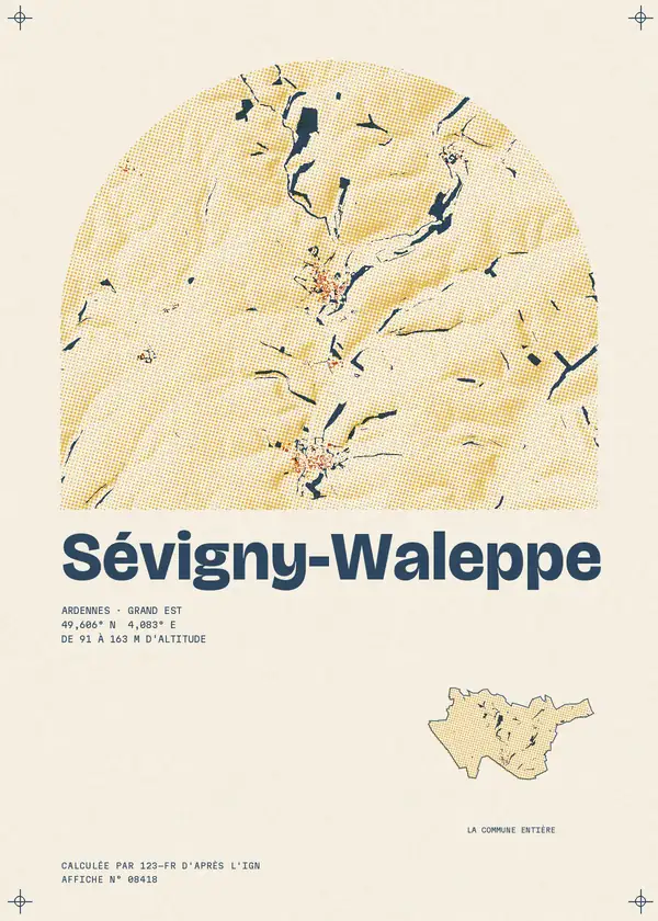 Affiche de Sévigny-Waleppe, calculée par 123-fr d'après l'IGN